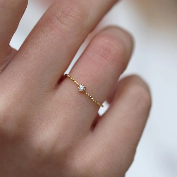 Mini Kalp Gümüş Yüzük - Resim 4