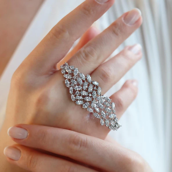 Zirkon Taşlı Tasarım Yüzük - Resim 4