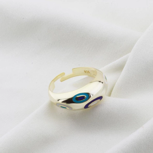 Fortuna Modeli Gold Kaplama Ayarlanabilir Gümüş Yüzük - Resim 4