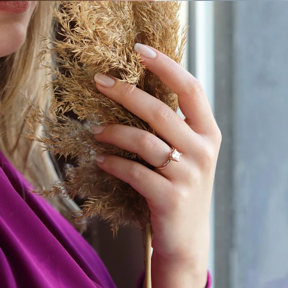 Square  Rose Gold Kaplama Sky Diamond Yüzük ürün görseli 1