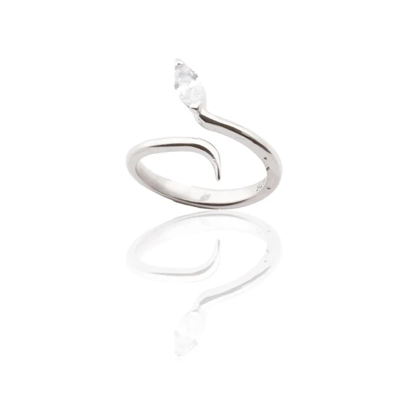 Zarif Ayarlanabilir Zirkon Taşlı Gümüş Yüzük - Resim 5