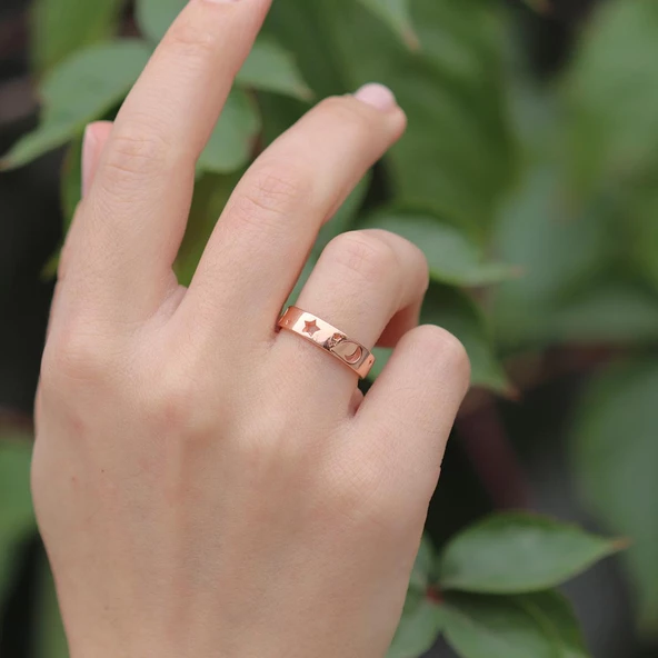 Moon Gümüş Minimal Yüzük - Resim 3