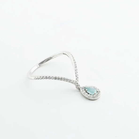 Aquamarin Taşlı İkon Gümüş Yüzük - Resim 2