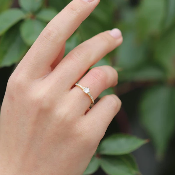 Mini Tektaş Gümüş Eklem Yüzük - Resim 2