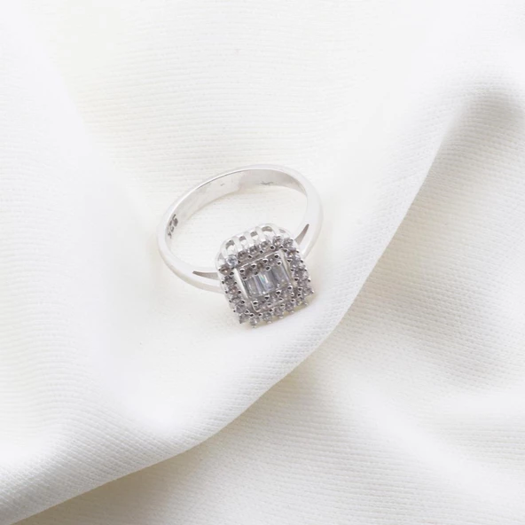 Baget Kesim Starlight Diamond Gümüş Yüzük - Resim 4