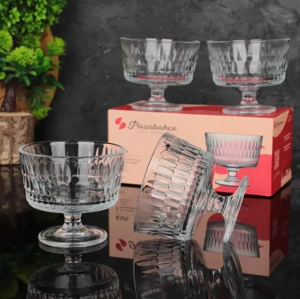 Paşabahçe 51809 Rain Dondurmalık Ayaklı Sunum Kase 240 cc 6 Adet - 2