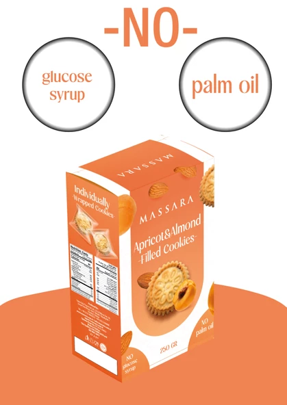 Massara Kayısı&Badem Dolgulu Tekli Sargılı Kurabiye 250 gr - 2