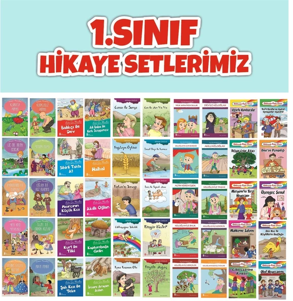 1.Sınıf Kitaplık ve Kütüphane İçin 50 li Hikaye Seti (16 sayfa)