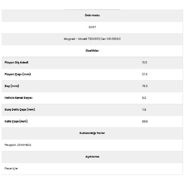 Form Metal 30157 Peugeot J9 6 Kanal 10 Diş 72316027 Marş Dişlisi - Resim 2