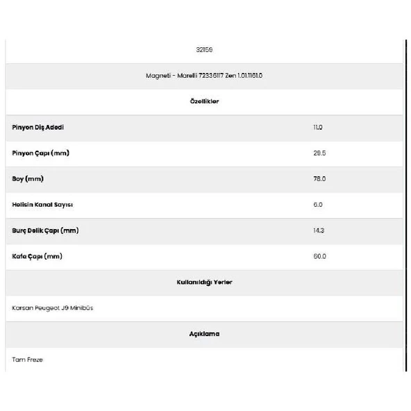 Form Metal 32159 Karsan 6 Kanal 11 Diş 72336117 Marş Dişlisi - 2