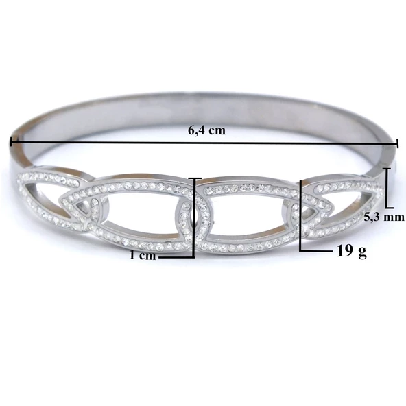 BZ 316l Çelik Zirkon Taşlı Şık Kadın Spor Kelepçe BLZ-453 - 3