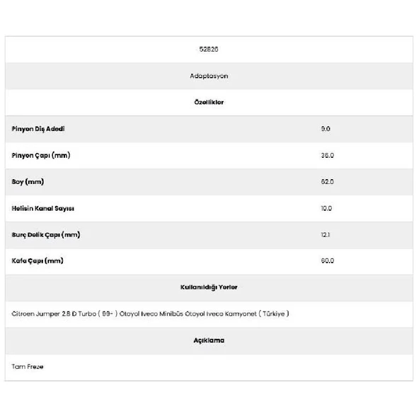 Form Metal 52826 İveco 10 Kanal 9 Diş Marş Dişlisi - Resim 2