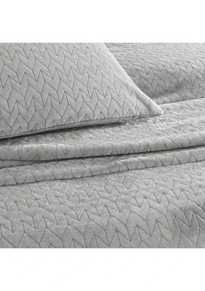 Puffy Lines Çift Kişilik Yatak Örtüsü - Gri - Resim 3