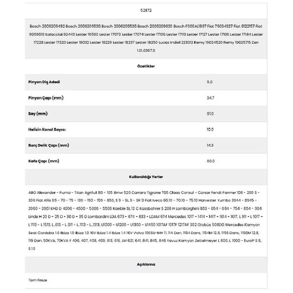 Form Metal 52872 İbiza 10 Kanal 9 Diş 7154920 Marş Dişlisi - 2
