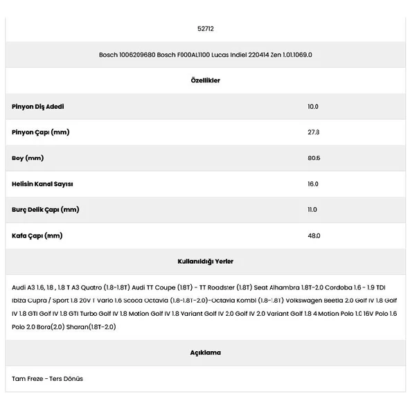 Form Metal 52712 Golf Iv 16 Kanal 10 Diş 10062096 Marş Dişlisi - 2