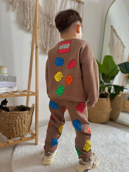ERKEK ÇOCUK LEGO MODELLİ 3 İPLİK KALIN KIŞLIK EŞOFMAN TAKIMI - 2