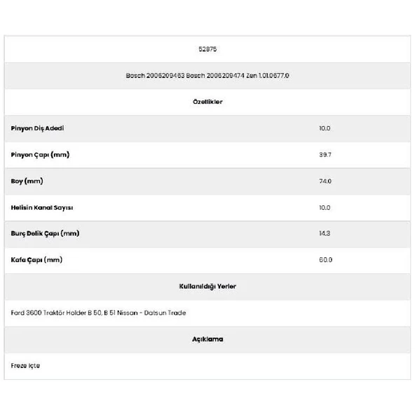 Form Metal 52875 Traktör 10 Kanal 10 Diş 20062094 Marş Dişlisi - Resim 2