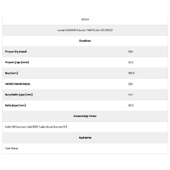 Form Metal 42564 Fatih 162 12 Kanal 10 Diş 54290474 Marş Dişlisi - 2
