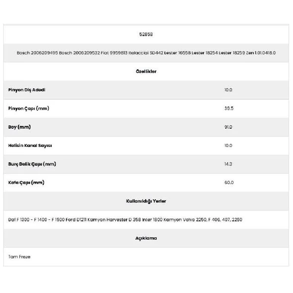 Form Metal 52858 Ford Kamyon 10 Kanal 10 Diş 20062094 Marş Dişlisi - 2