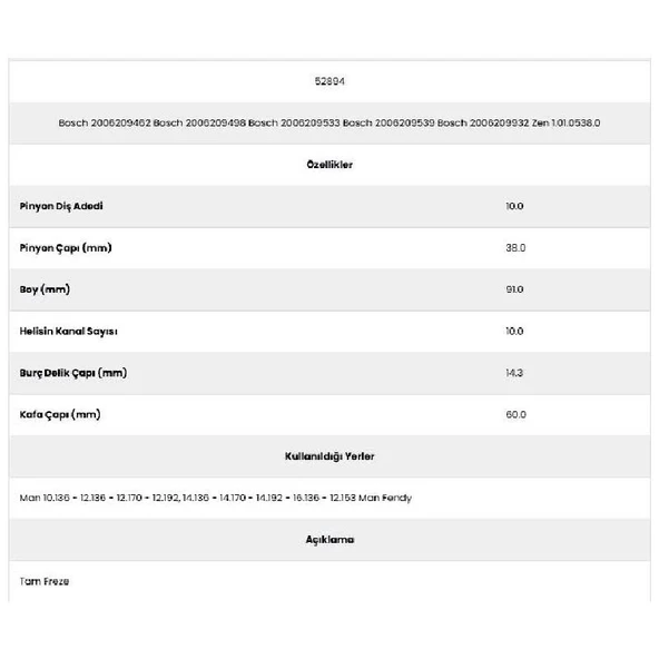Form Metal 52894 Man 10 Kanal 10 Diş 20062094 Marş Dişlisi - Resim 2