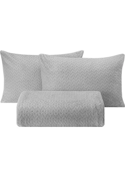 Puffy Lines Çift Kişilik Yatak Örtüsü - Gri - Resim 4