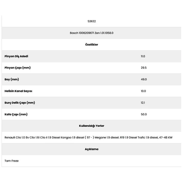Form Metal 53632 Clio Kanal 10 11 Diş 7156710 Marş Dişlisi - Resim 2