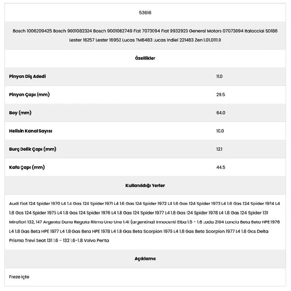 Form Metal 53616 Volvo 10 Kanal 11 Diş 10062094 Marş Dişlisi - 2
