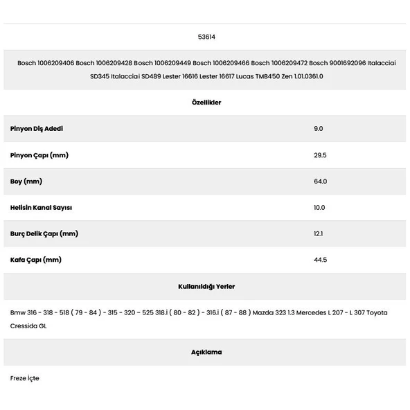 Form Metal 53614 Mercedes L207 10 Kanal 9 Diş 10062094 Marş Dişlisi - 2