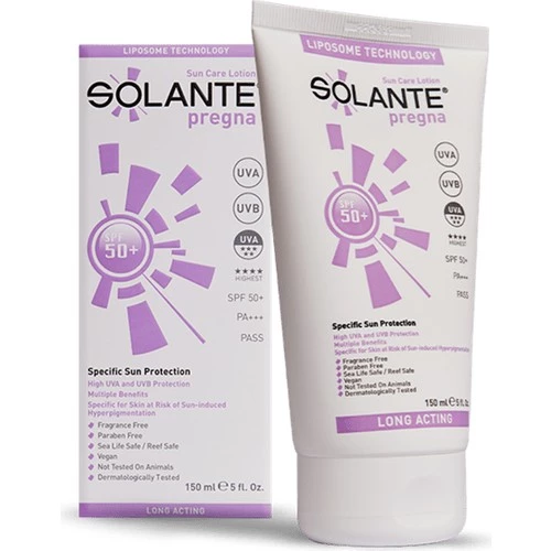 Solante Pregna Spf 50+ 150 Ml  Gebelik Dönemi Için Özel Güneş Koruma Kremi