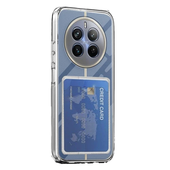 Smody Realme 12 Pro İle Uyumlu Kılıf Kartlıklı Şeffaf Silikon Kapak