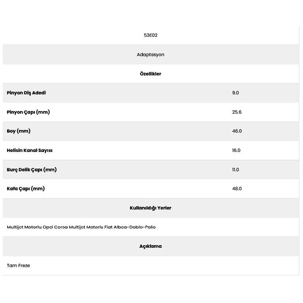 Form Metal 53602 Albea 16 Kanal 9 Diş 1006209793 Marş Dişlisi - 2