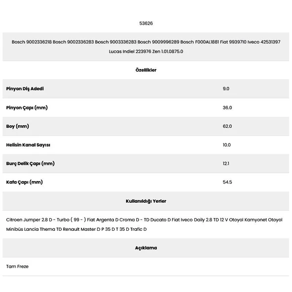Form Metal 53626 Citroen 10 Kanal 9 Diş 7158750 Marş Dişlisi - 2