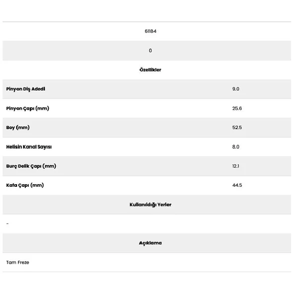 Form Metal 61184 8 Kanal 9 Diş Marş Dişlisi - Resim 2