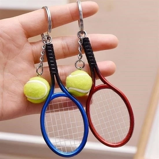 Gerçekçi Tenis Raketi Tasarımlı Şık Anahtarlık Kolye Çanta Süsü Tennis Keychain - 6