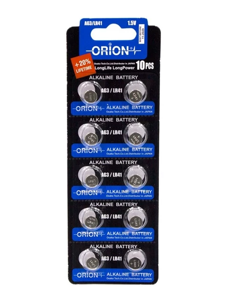 Orion Ag3 LR41 392A 1.5V Alkalin Pil 10'lu