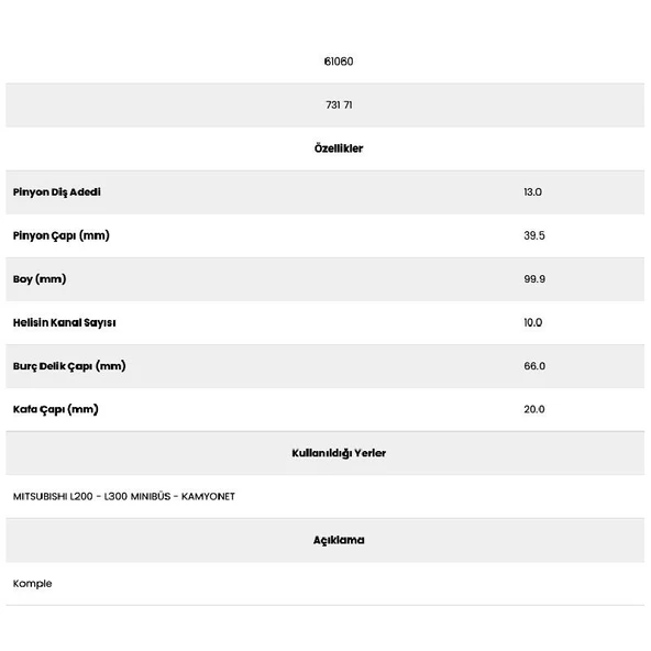 Form Metal 61060 L300 10 Kanal 13 Diş Marş Dişlisi - Resim 2