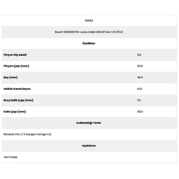Form Metal Iı Kangoo 53662 10 Kanal 9 Diş 10062097 Marş Dişlisi - 2