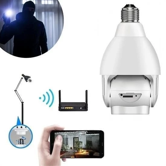 Wifi 360 Panoramik Ampul Kamera Gece Görüş Ses Akıllı Hareket Algılayıcı - 8