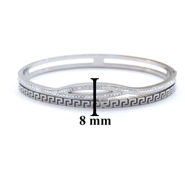 BZ 316l Çelik Zirkon Taşlı Şık Spor Kelepçe BLZ-448 - 3