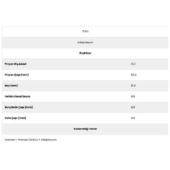 Form Metal 71414 Maraton 13 Diş Marş Dişlisi - 2
