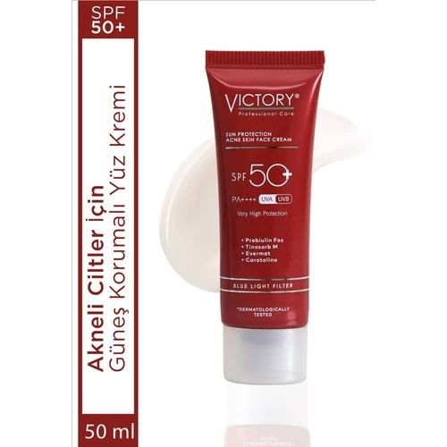 Vıctory Akne Karşıtı Spf 50+ Yüz Kremi (Mavi Işık Filtreli) 50 Ml