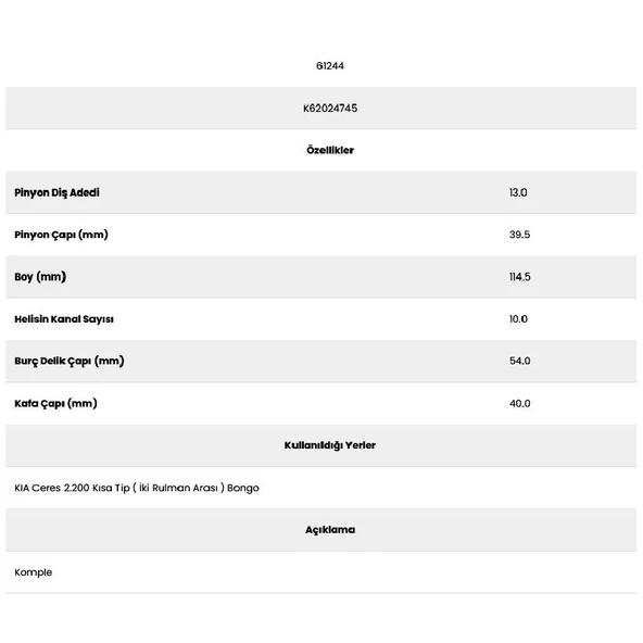 Form Metal 61244 Ceres 2.400 10 Kanal 13 Diş K62024745 Marş Dişlisi - 2