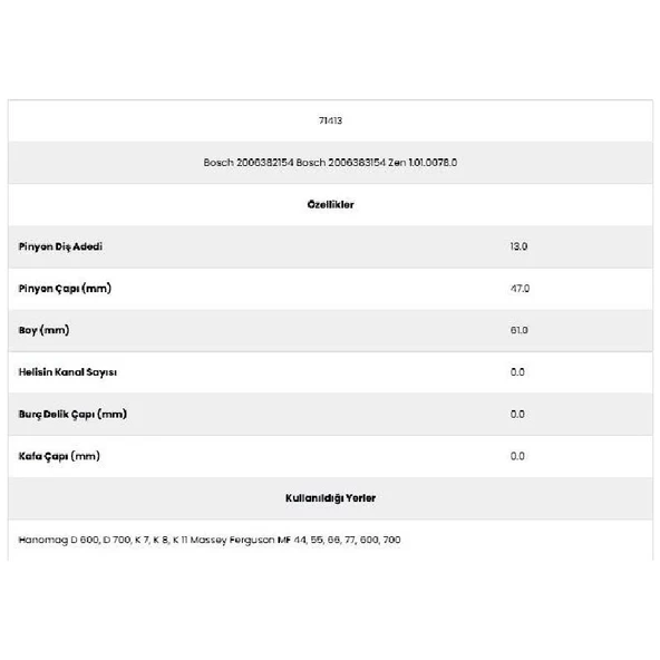 Form Metal 71413 Ferguson 13 Diş 20063821 Marş Dişlisi - 2