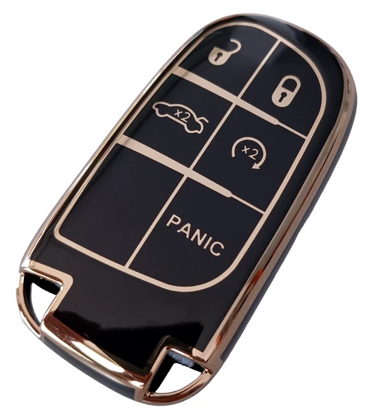 Fiat Egea Cross Uyumlu Smart Anahtar Kılıfı Kumanda Kılıfı Oto Anahtarlık Siyah Gold - Resim 2