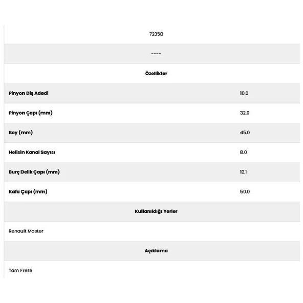 Form Metal 72358 Master 8 Kanal 10 Diş Marş Dişlisi ürün görseli