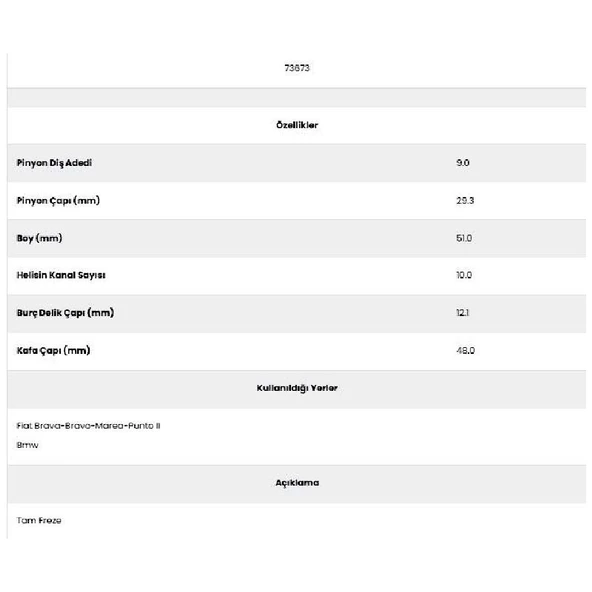 Form Metal 73673 Bravo 10 Kanal 9 Diş Marş Dişlisi - 2