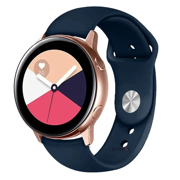 Samsung Galaxy Watch 46mm R800 – Watch 3 45mm R840 22mm Uyumlu PureLux Soft Silikon Kordon  Lacivert