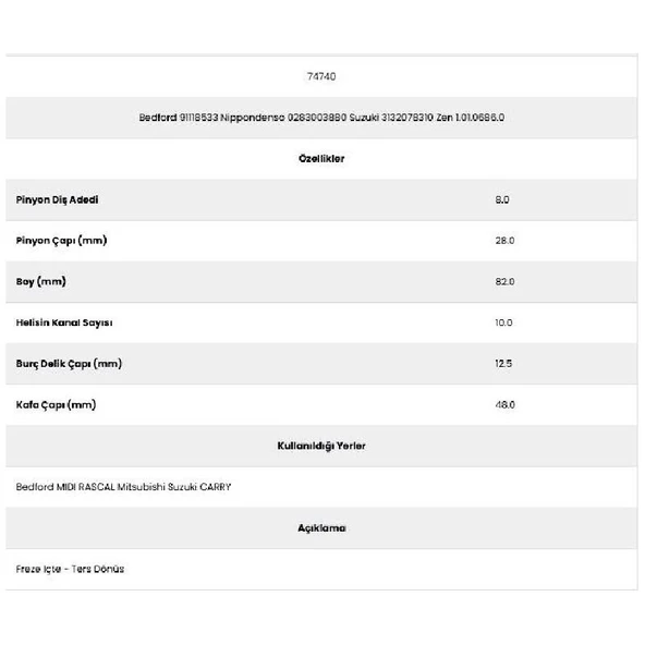 Form Metal 74740 Bedford 10 Kanal 8 Diş 91118533 Marş Dişlisi - Resim 2
