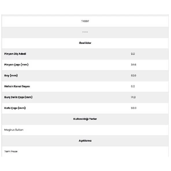 Form Metal 74997 Magirus 9 Diş 16911910 Marş Dişlisi ürün görseli