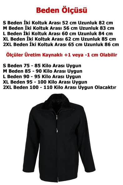 Erkek Çift Yaka Yakası Kürklü Siyah Kaşe Kaban RAR01271 - 8
